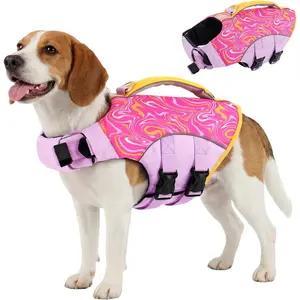 BRKURLEG Dog Life Jacket, High Buoyancy Dog Life Vest for Swimming Boating, Adjustable Reflective Pet Flotation Vest with Rescue Handle, Small Medium Large Dogs Lifesaver for Pool Beach, Purple XS