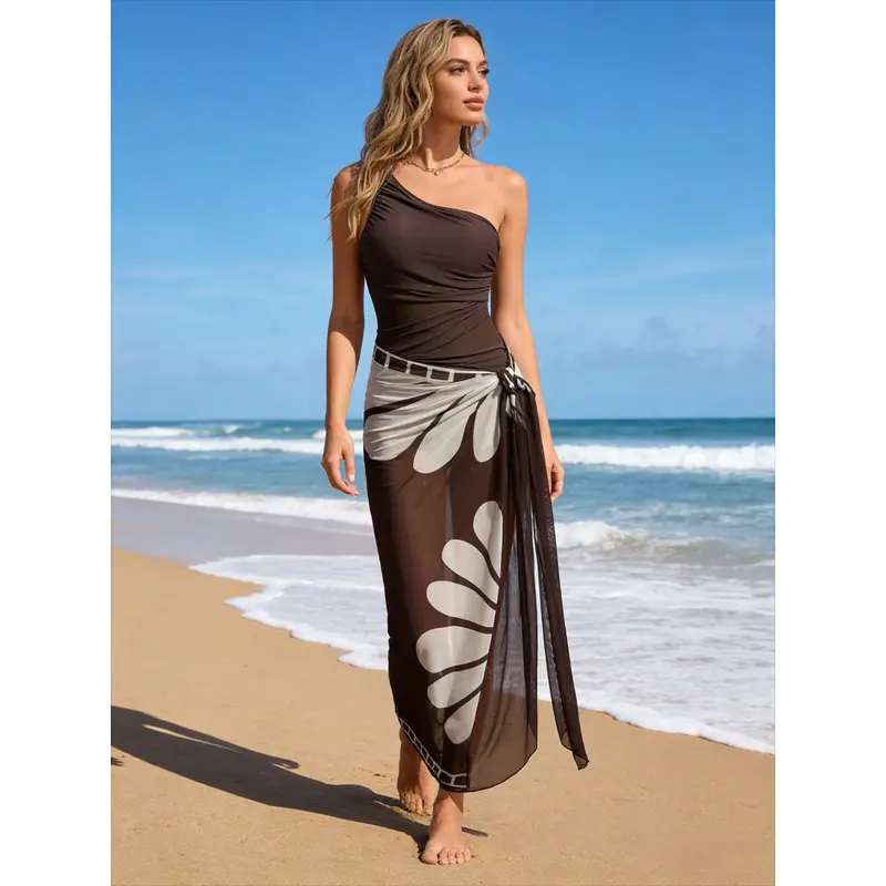 knee length dresses for ladies Modest Swimwear for Women and Slimming Peacock Skirted Swimdress main image 0