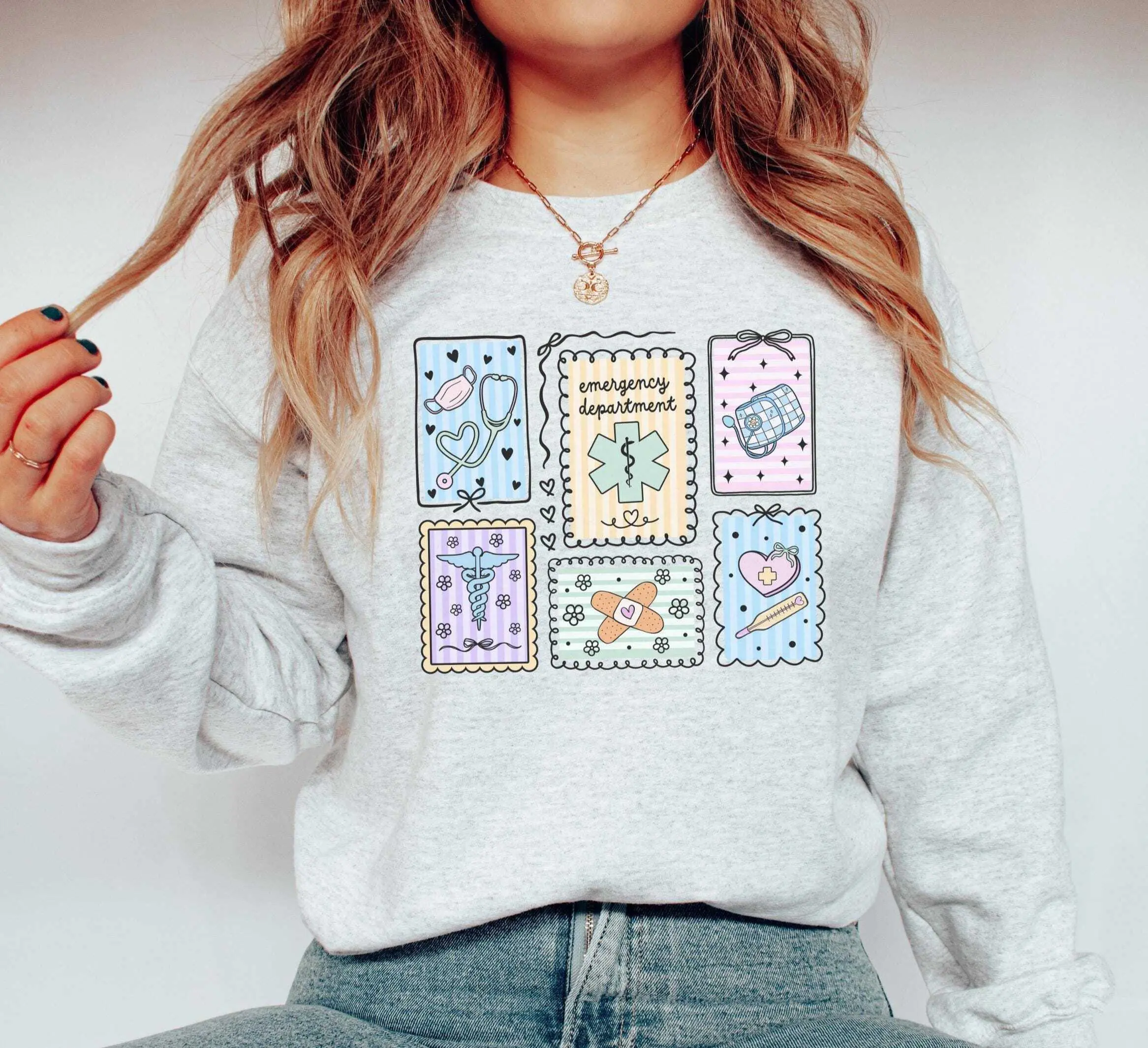 Emergency Department T-Shirt OR Sweatshirt • ER Crew Stamp Work • Emergency Nurse • Emergency Room • ED Nurse Gift • EMT Paramedic Cotton Fabric