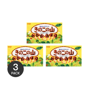 MEIJI Kinoko no Yama Chocolate Mushroom Biscuits 74g x 3 Pack - TWICE &  K-Pop Idol Snack, Crunchy Chocolate Covered Pretzel Sticks
