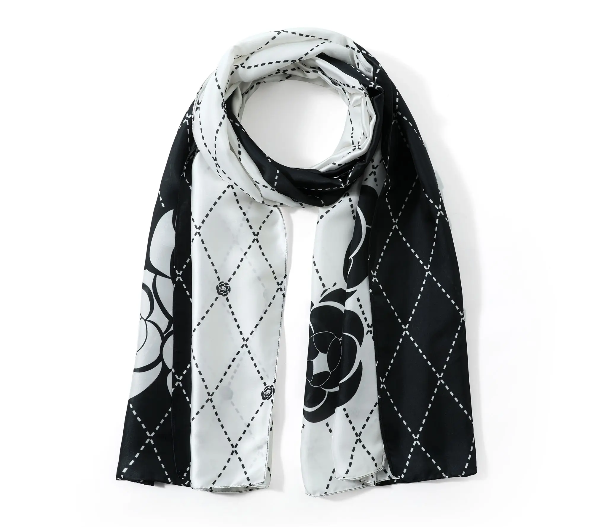 Youzey The Noir Blossom Faux Silk Women's Scarf 35" x 70"