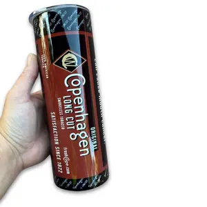 Chew Can Tumbler - 20oz Classic Skinny Stainless Steel Reusable Water Bottle with Straw & Clear Lid - Men's Coffee Tumbler - Portable Drinkware Cup