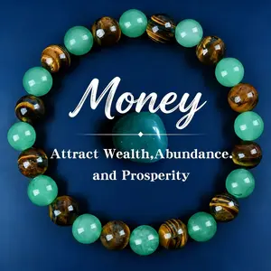 1pc Arpurraina Money Attraction Bracelet |   Green Aventurine & Tiger Eye Colorblock Beaded Bracelets |   Jade Bracelet for Women Men |   Bracelet Stack |   Men Accessories |   Couples Freak Gifts