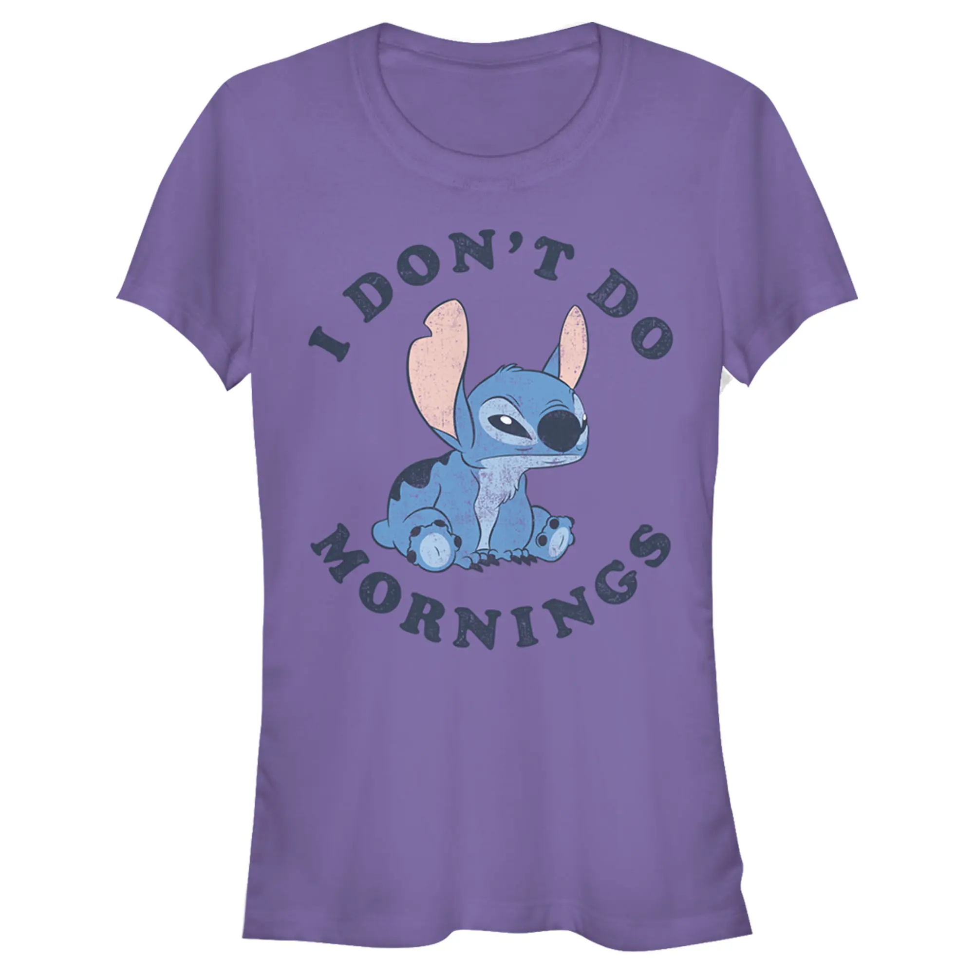 Juniors Womens Lilo & Stitch Experiment 626 I Don't Do Mornings T-Shirt
