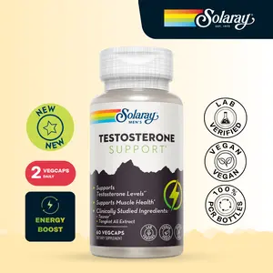 Solaray Testosterone Support Capsules for Men – Tesnor, Tongkat Ali & Zinc Formula Supplement for Muscle Health & Male Vitality