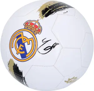 Endrick Real Madrid CF Autographed White & Gold Logo Soccer Ball - Fanatics Authentic Certified