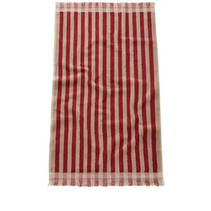 Piglet in Bed Pembroke Stripe Face Towel in Sandstone Red