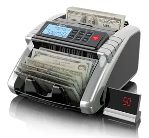 Money Counter Machine with Value Count, Dollar, Euro UV/MG/IR/DD/DBL/HLF/CHN Counterfeit Bill Detectors，Add and Batch Modes, Cash Counter with LCD Display