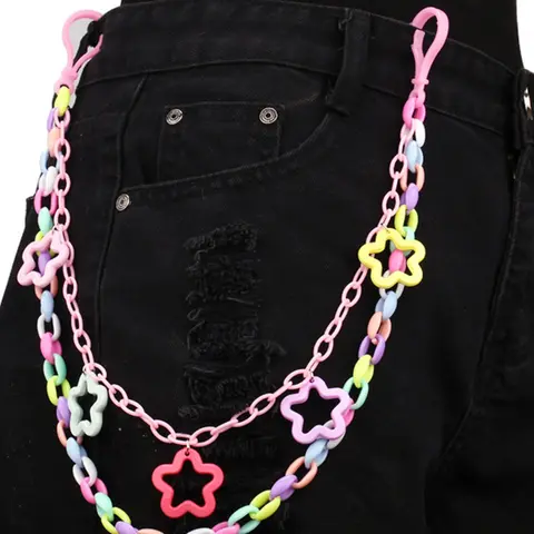 Dopamine Colorful Star Pants Chain, Y2K Acrylic Layered Waist Chain, Body Chains, Body Jewelry Accessory, Cute Streetwear Accessory for Women and Girls, All Seasons
