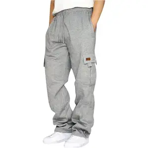 Baggy Cargo Pants Men Casual Drawstring Waist Cargo Sweatpants Lightweight Loose Fit Work Pants with Multi Pockets