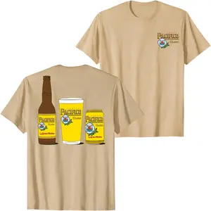 Pacifico Clara Beer Bottle Pint Can Graphic T-Shirt Vintage Mexican Lager Trio Back Print Tee, Retro Brewery Shirt for Men Women, Unisex Summer Streetwear Coastal Casual Top