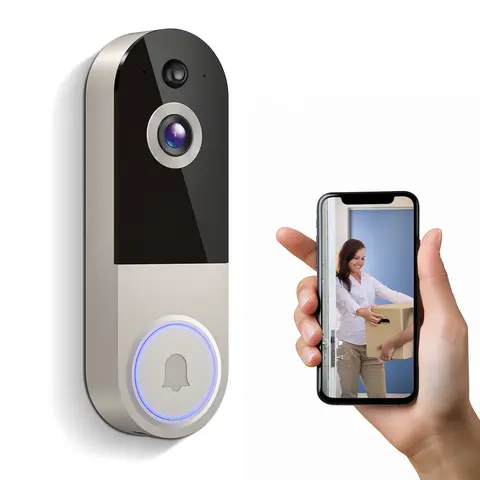 Wireless Smart WiFi Video Doorbell Camera - Home Security System, Camera Security, 1080P Video, 2-Way Audio, 2way Talk Live, Live View, AI Human Detection, Night Vision, Cloud Storage, Battery-Powered, Easy Install, Quick Setup, 2.4G WiFi Only