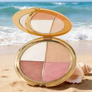 Glowjiu Multi-Use Glow Palette with 4-in-1 Highlighter Blush & Eyeshadow Kit for Natural Radiance Effortless Glam Makeup