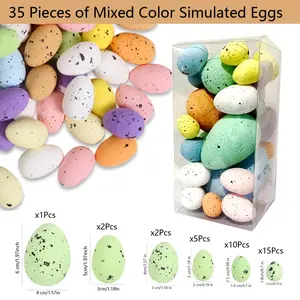 New 35pcs Speckled Boxed Mixed Color Easter Eggs, Easter Decorations, Random Color Shipping