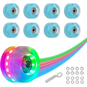 8 Pack 82A Light up Roller Skate Wheels 54 * 32mm with Bearings Installed Luminous Quad Light Up Wheels Skating Accessories For Double Row Skates Outdoor And Indoor Use