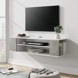White Floating TV Shelf Entertainment Center Media Console