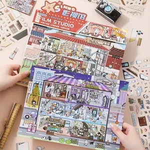 SIMNO Mini DIY Sticker Set – Film Studio & Escape Room Collection, 3D Miniature Scene Stickers for Creative Play, Kids & Hobby Crafts