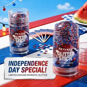 Patriotic Red White and Blue Face Hair Body Glitter Stick,4th of July Outfits and Accessories for Women Kids,USA 4th of July Glitter Stick | Red, White & Blue Body & Hair Sparkle for Independence Day Party, Festival & Fun Holiday shiny