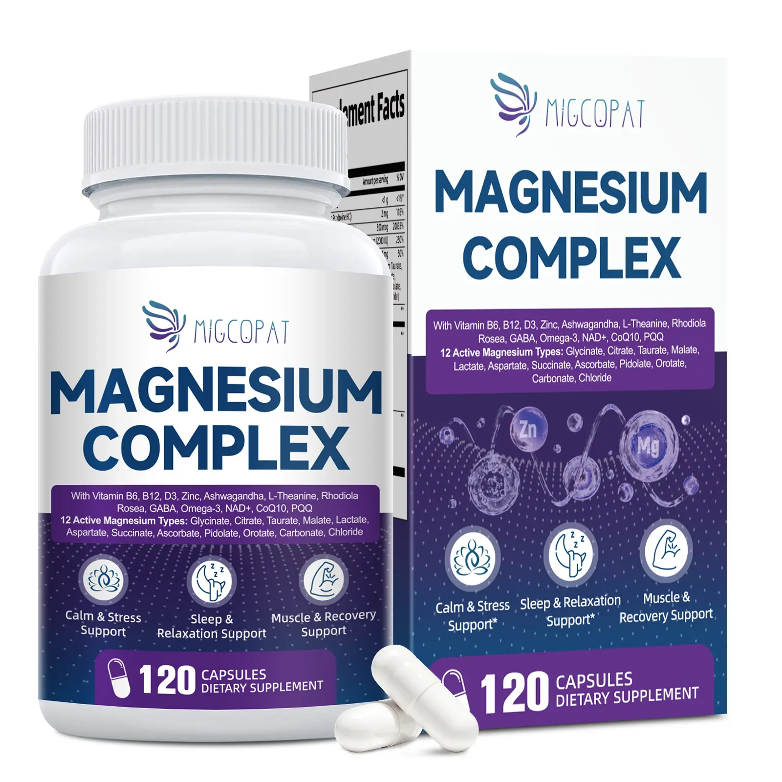 [New product]Migcopat Magnesium Complex with Ashwagandha, L-Theanine & NAD+ | 24-in-1 Chelated Blend with Glycinate, Malate, Citrate & More | Supports Calm, Energy, Muscle & Sleep | Non-GMO, 120 Vegan Capsules #SummerVibes