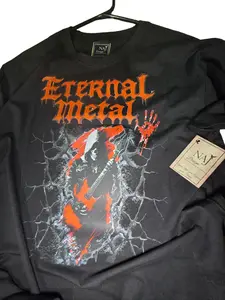 Eternal Metal Mensswear T-shirt Metal Music Short Sleeve Crew Neck Casual Rock Tee for Summer Concerts & Festivals