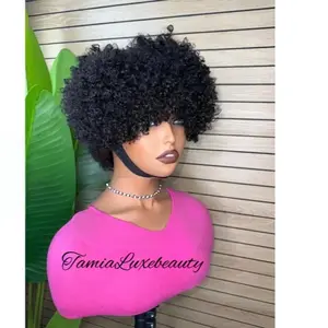 TamiaLuxebeauty Glueless Wear And Go Wig Short Pixie Cut 100 % Human Hair Curly Wigs 180 Density For Black Women