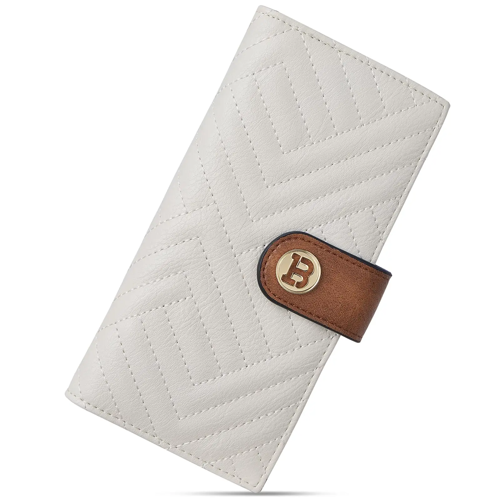 BOSTANTEN Long Wallet Quilted Wallet for Women Leather RFID Blocking Credit Card Holder Bifold Slim Wallet with Zipper Pocket