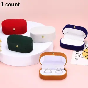 New Velvet Oval Ring Box, Luxury Vintage Ring Gift Box, Small Travel Jewelry Box, Mini Ring Holder, Ideal for Weddings, Engagements, Home Jewelry Collection