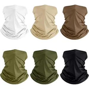 Geyoga 6-Piece Summer UV Protection Cooling Neck Gaiter Face Mask Scarf Sunscreen Breathable Bandana for Outdoor Activities Elegant Colors Ice Silk Sunscreen Mask winter warm one-piece hood
