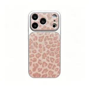 （Case & Nova.） Luxury Leopard Print Glitter Phone Case with Large Lens Window, Compatible with iPhone 17 Pro Max, 16, 15, 14, 13, 12, Shockproof Protective Cover junk