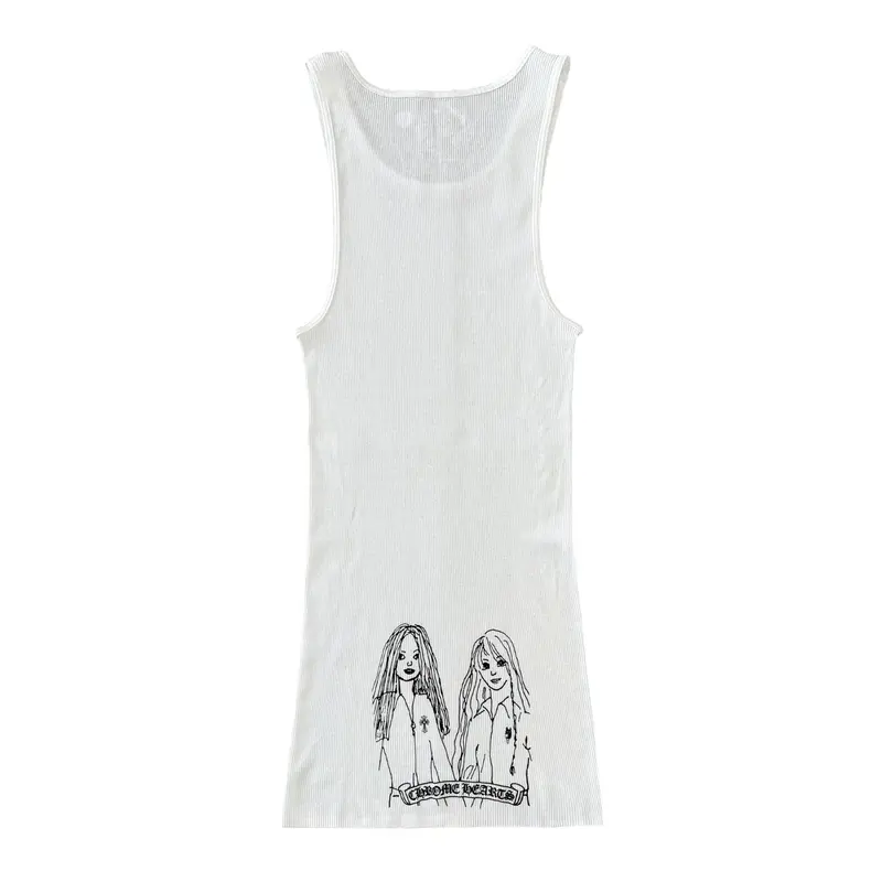 CHROME HEARTS リブ編みタンクトップ レッド レッド（赤）系 CHROME HEARTS(クロムハーツ) タンクトップ(レディース