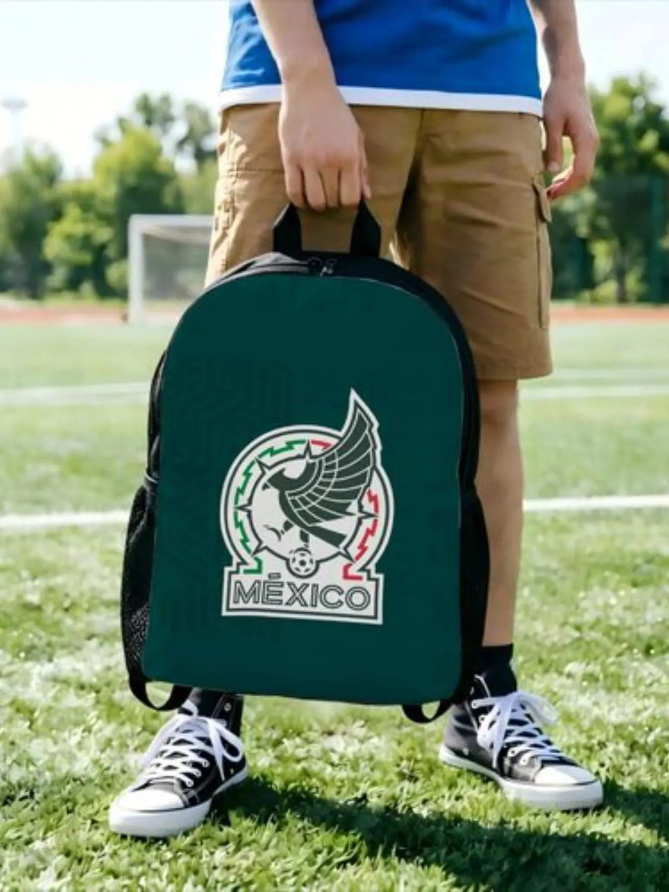 1PC Personalised Backpack Mexico Schoolbag Travel Zipper Closure Football Students College Bag For GiftsBack to School Season Match Day Essentials