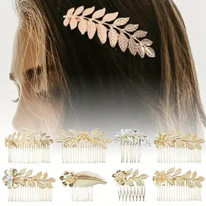 8 Piece Gold French Twist Hair Slide Comb Rhinestone Hair Comb Clips Diamond Bridal Headpiece Metal Hair Comb for Women Fashion Accessories