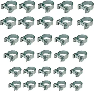 30 count - 1/4" 5/16" 3/8"  Injection Gas Line Hose Clamps Clip Pipe Clamp Assortment Kit  for Automotive, Agriculture,  & Construction