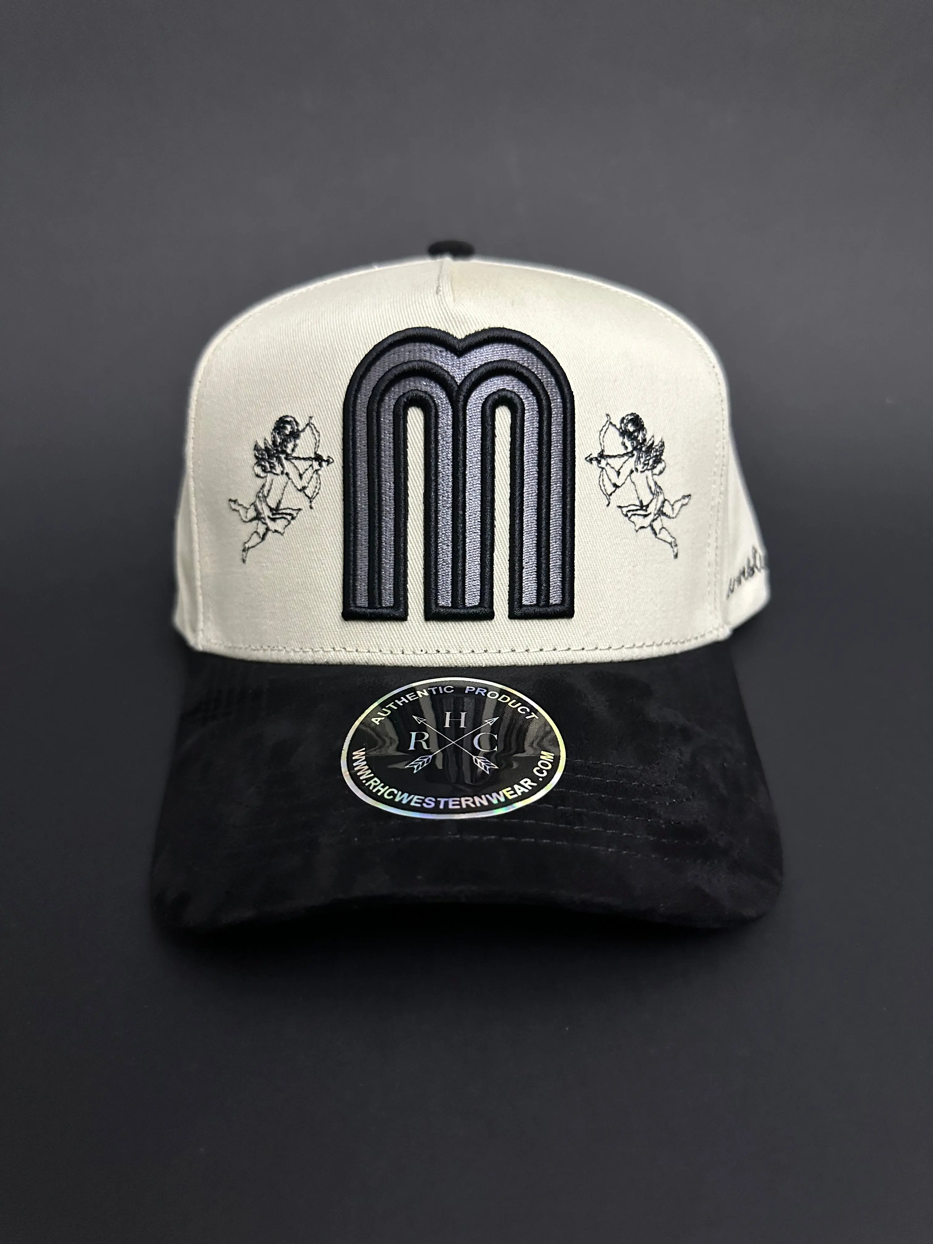 Classic Mexico Hat - White Front Panel with Black Back, Classic Design, Adjustable Fit, Adjustable Closure, Logo Detail