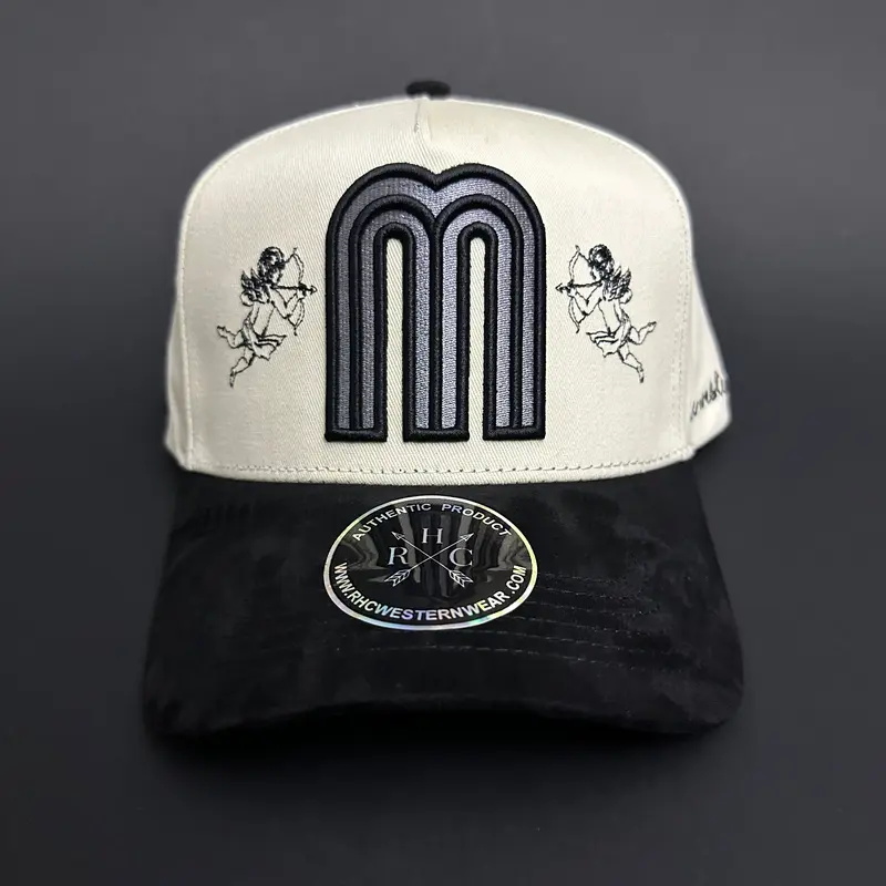 Classic Mexico Hat - White Front Panel with Black Back, Classic Design, Adjustable Fit, Adjustable Closure, Logo Detail