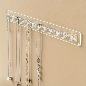 1pc Acrylic 12 Hooks Hanging Rack - Versatile Jewelry Storage Organizer with Wall Mount Design - Display and Store Necklaces, Bracelets, Pendants, and More with Ease