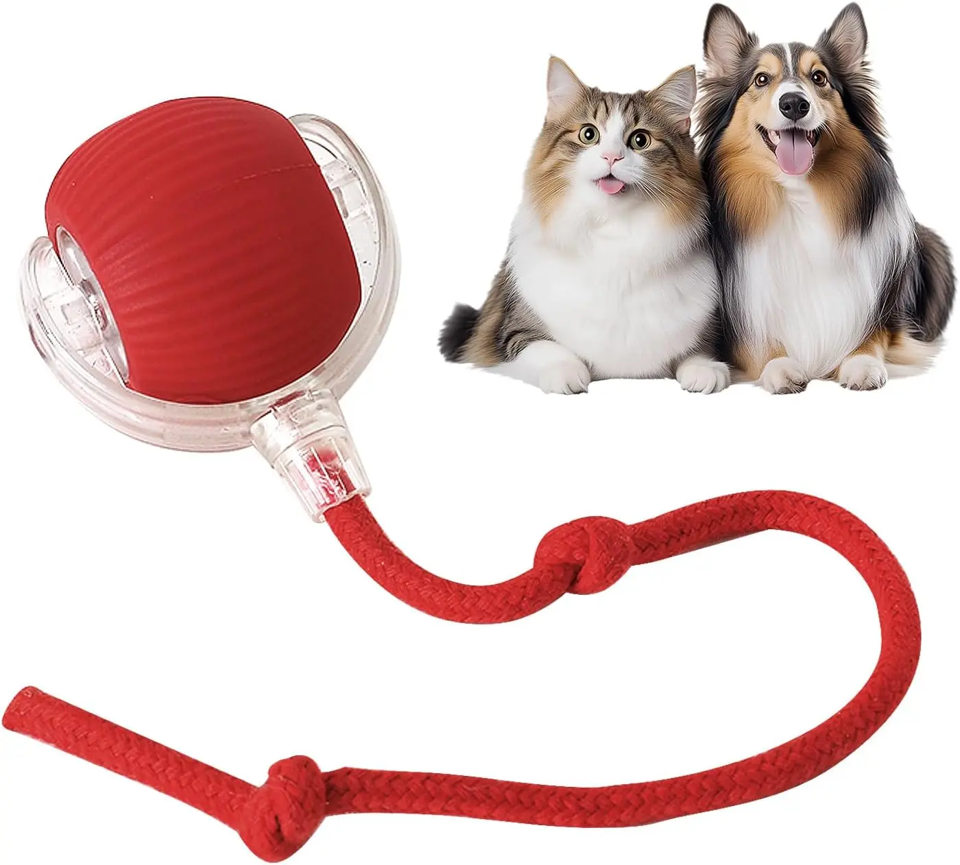 Interactive Cat Toys Ball for Indoor Cats Fast Rolling on Carpet, Chirping & Motion Activate Cat Toys (Red)