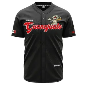 (BLK/RED) Momias De GUANAJUATO Baseball Jersey, Mexico Jersey for Men Women Youth And Kids, Mexico Baseball Shirt, Hiphop Jersey, All-Over Print Baseball Jersey