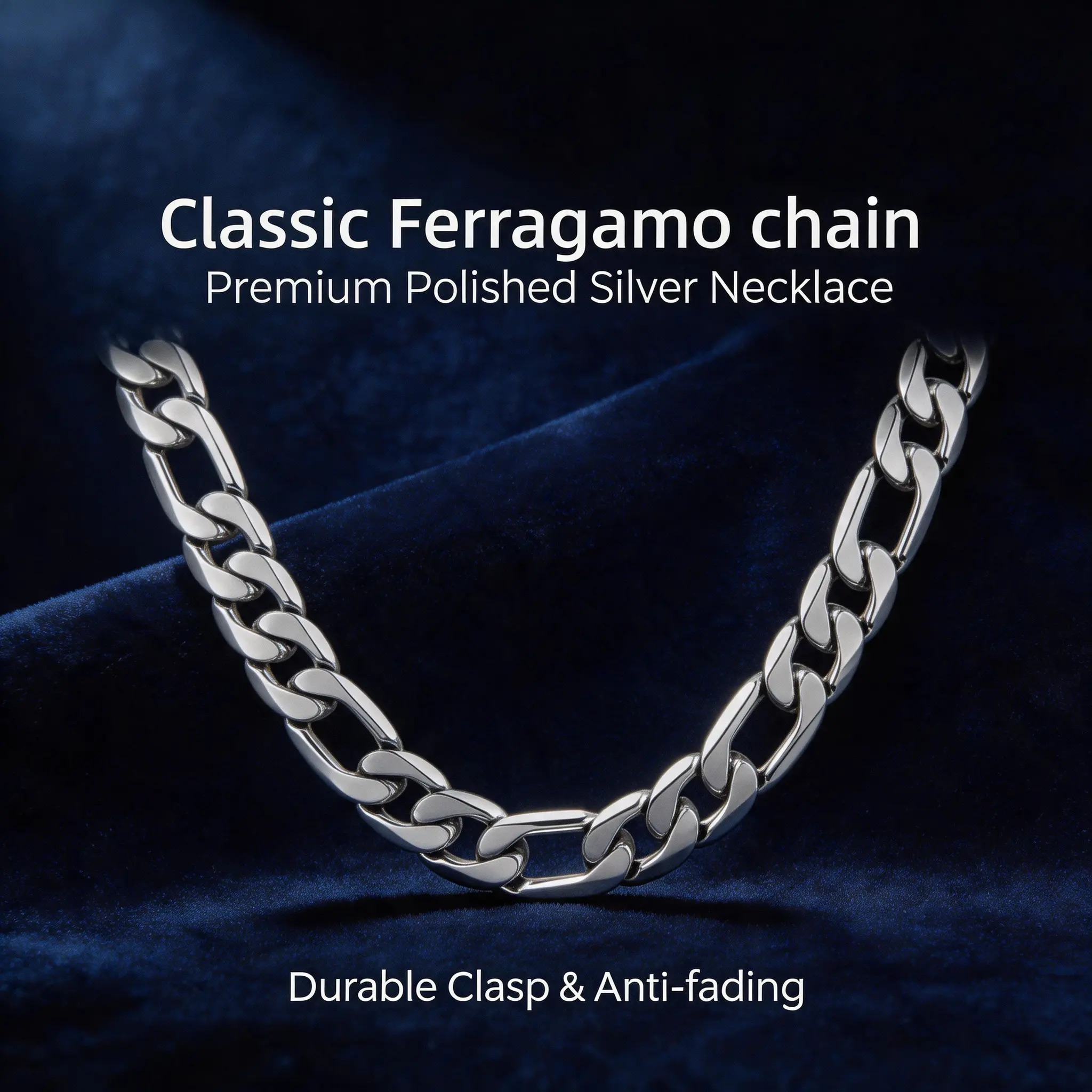 925 Silver-Plated Figaro Chain Necklace (6mm/8mm/10mm/12mm) - Functional, Durable, Hypoallergenic Nickel-Free, Waterproof, Lobster Clasp, Gift-Ready for Men