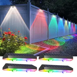 Solar Fence Light LED Deck Lamp Solar Powered, 10 Lighting Modes, Outdoor Fence Post Patio Pool Wall Decoration, Solar Outside Lights, Solar Landscape Lights
