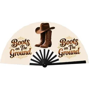 13'' Large Fans for Line Dancing Where Them Fans At Clack Fan, Boots on The Ground Hand Fan, Line Dance Popping Fan for Dance, Party, Decoration, Festival (Type 5)