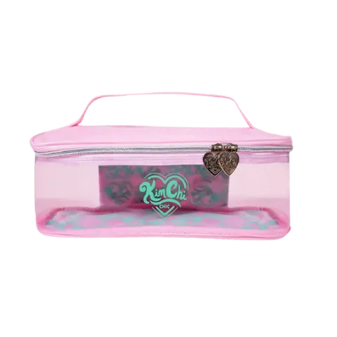 KimChi Chic Beauty Bag Rectangle - Clear, Vegan Leather, Makeup Bag
