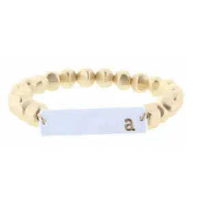 JM Gold Beaded Rectangle Initial Bracelet