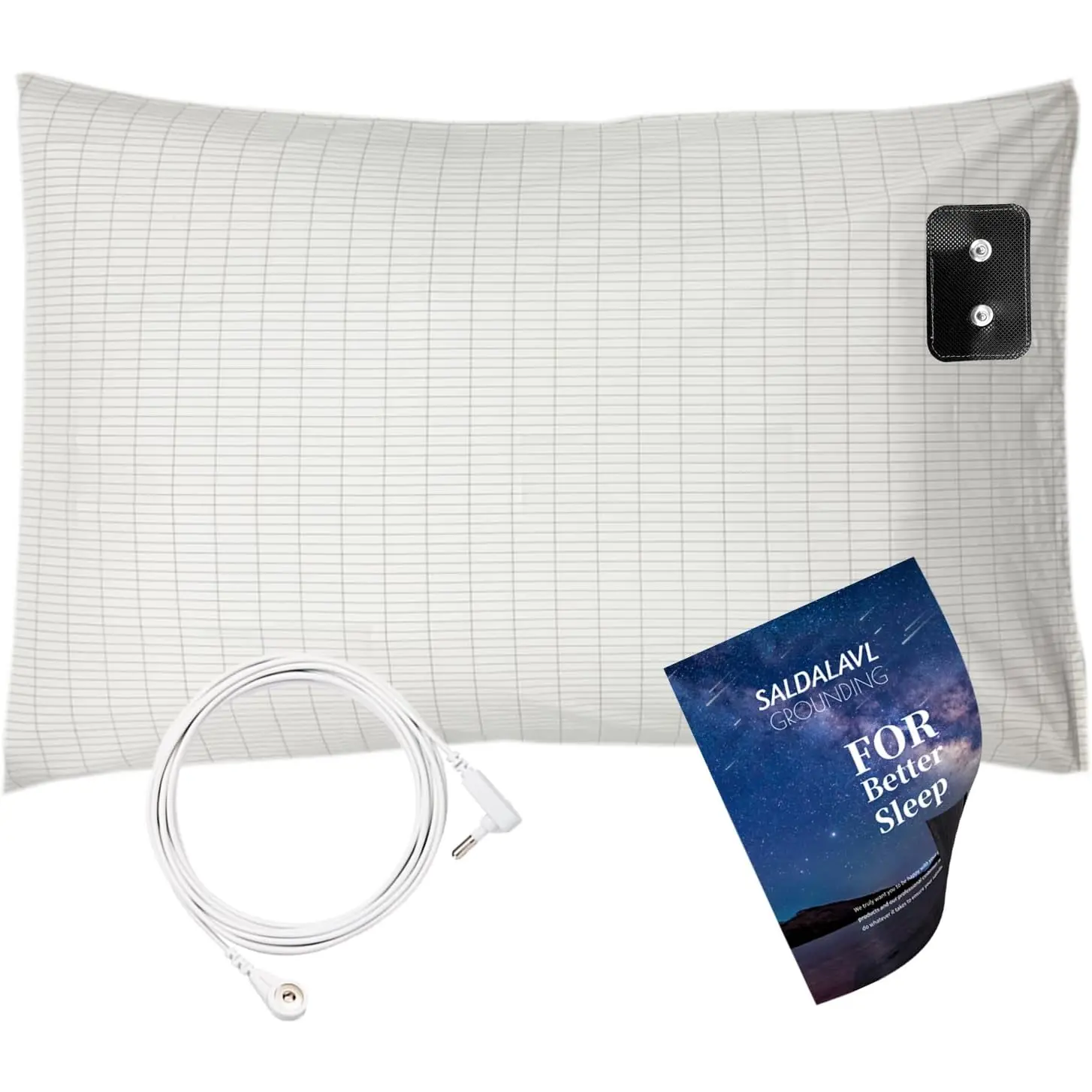Grounding Pillowcase Queen Conductive Grounding Pillow Cases Organic Cotton Grounding Sheets with 15Ft Grounding Cord for Better Sleep Pain Relief Improve Energy (20X30In) 1PC SKYSP