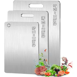 Titanium Cutting Board Set of 3, 2026 New Upgrade 100% Pure Titanium Cutting Boards for Kitchen, Double Sided Food-Grade Chopping Board for Meat Vegetable Fruit (S+M+L)