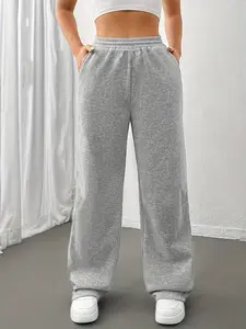 Girls Teens Casual Baggy Sweatpants Joggers Pants Outdoor Street Pocket Trousers Sports Pants Wide Leg Elastic Waist Pants Pull On Fleece Athletic Ages 8-16 Years