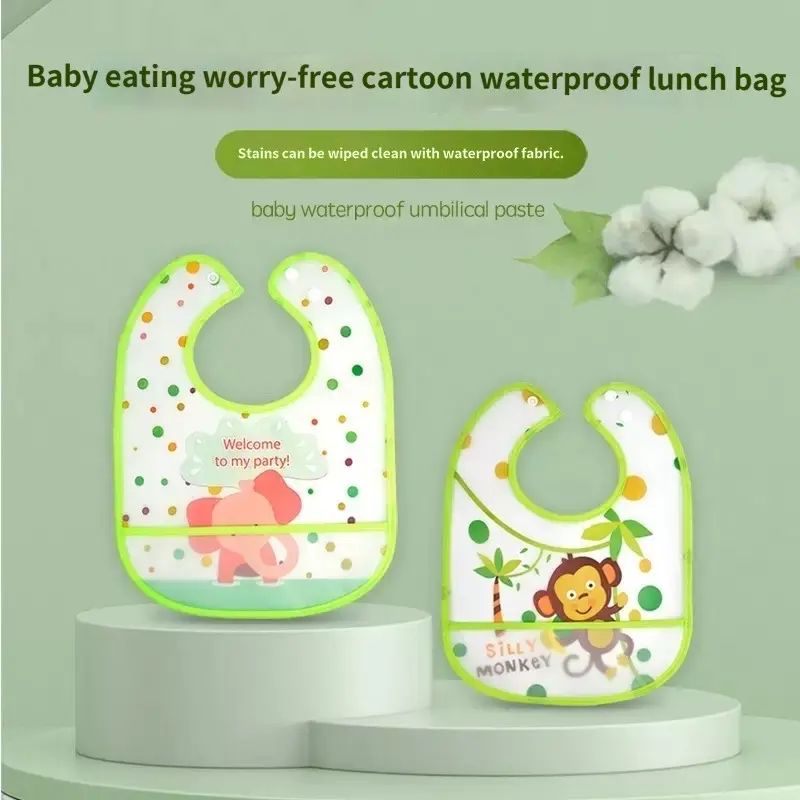 Baby Bibs in Sets of 3, 5Made of EVA, Designed for Feeding with Crumb-Catching Pockets And Adjustable Fasteners, Suitable for Boys And Girls Aged 5 to 36Months. Colors Are Random,The Velcro and snap styles are randomly combined and shipped together.