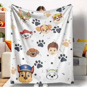 Paw Patrol Flannel Blanket Cartoon Pups Print UltraSoft Lightweight Warm Cozy for Sofa Bed Travel Camping Picnic Birthday Gift Thanksgiving Christmas Present Housewarming Gift Ideal for Dog Lovers