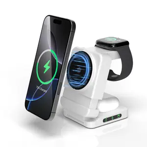 3-In-1 Foldable Wireless Charger, Multi-Device Charging, Magnetic Stand, Magsafe, 15w Fast Charge, Portable for Travel & Office