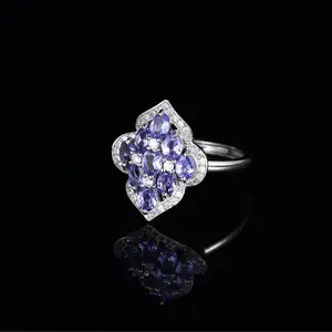 S925 silver Tanzanite ring Natural gemstone adjustable size, with quality setting Engagement Ring, Elegant and Luxurious for Women, Girl friend, Brides, Grils as Wedding&Birthday Gift, Perfect for Daily Wear and Party, Valentine's Day Gift